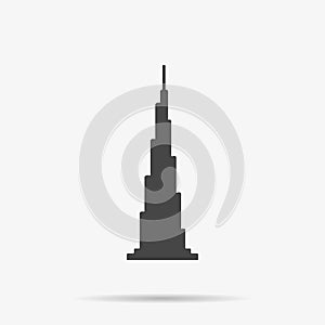 Burj Khalifa tower icon. UAE Dubai symbol. Gray Un