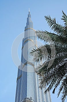 Burj Khalifa tower. This skyscraper is the tallest man-made structure in the world