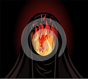 Burka is like a prison. Fire muslim woman in burqa, background vector