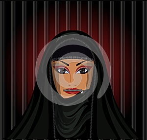 Burka is like a prison. Muslim Women mouth closed with a zipper