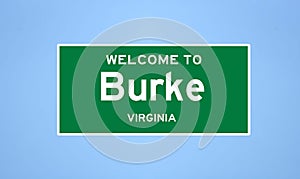 Burke, Virginia city limit sign. Town sign from the USA.