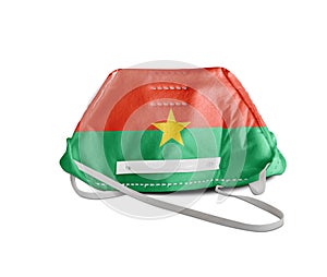 Burkina Faso flag on anti pollution mask medical protection