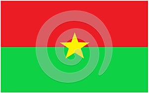 The Burkina Faso flag two horizontal equal bands of red green with a yellow five point star in the middle