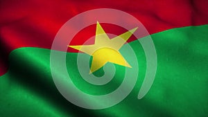 Burkina Faso flag waving in the wind. National flag of Burkina Faso. Sign of Burkina Faso. 3d illustration