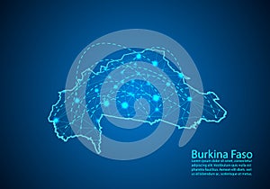 Burkina Faso map with nodes linked by lines. concept of global c