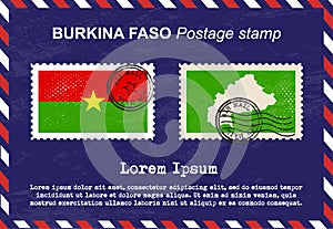 Burkina Postage stamp, vintage stamp, air mail envelope.