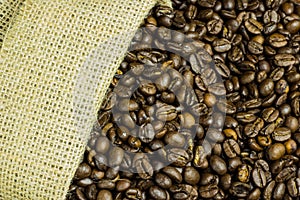Burlap bag and coffee beans