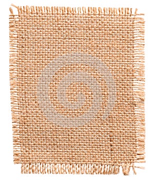 Burlap Fabric Patch Piece, Jute Sack Cloth Texture, Textile White Isolated