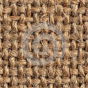 Burlap, natural fabric. Seamless square texture, close-up