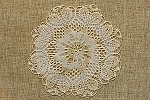 Burlap with openwork doily