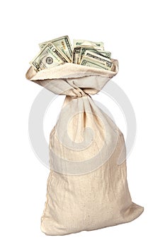 Burlap sack of cash