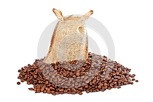 Burlap sack and coffee beans