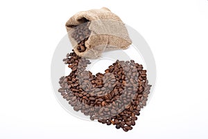 Burlap sack with coffee heart