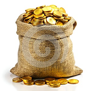 Burlap Sack with Coins photo