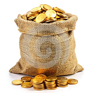 Burlap Sack with Coins photo