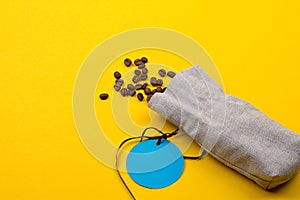 Burlap sack full of coffee beans