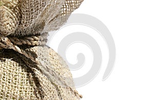 Burlap sack and rope