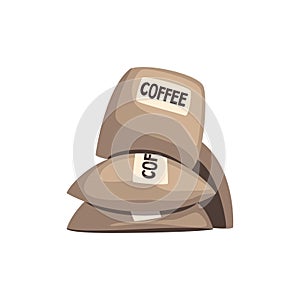 Burlap sacks full of coffee vector Illustration on a white background