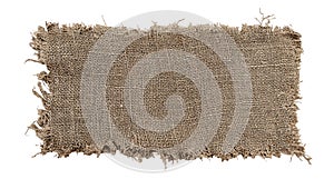 Burlap texture. A piece of torn burlap on a white background. Canvas. Packing material
