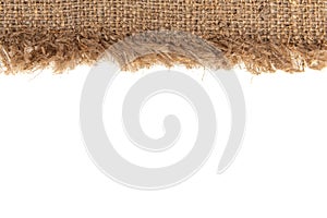 Burlap on a white background. Burlap isolate with space for writing