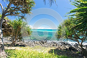 Burleigh Heads on a clear day looking towards Surfers Paradise on the Gold Coast