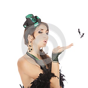 Burlesque dancer with green dress