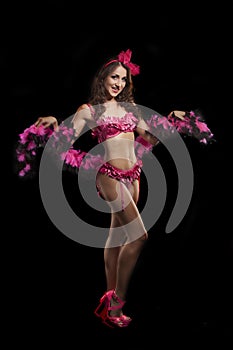 Burlesque dancer in pink dress