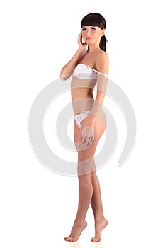 burlesque dancer woman stripper showgirl in studio isolated