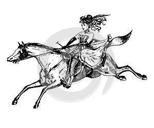 Burlesque horse rider vintage vector illustration