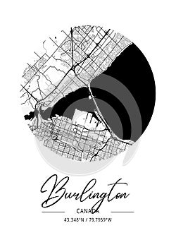 Burlington - Canada Black Water City Map