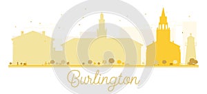 Burlington City skyline golden silhouette.