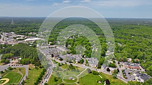 Burlington historic town center aerial view, MA, USA