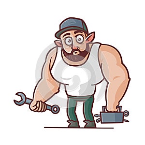 burly mechanic cartoon design mascot