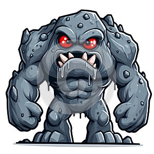 A burly stone monster with an angry expression, a fictional character isolated on a white background 5