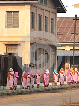 Burma Nuns Collecting Alms photo