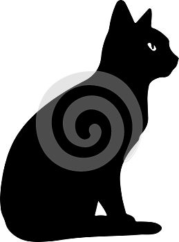 Burmese Cat Black Silhouette Generative Ai