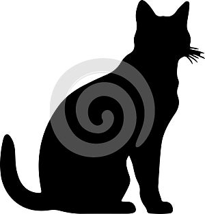 Burmese Cat Black Silhouette Generative Ai