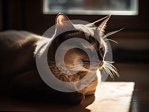 The Burmese Cat\'s Bliss in a Sunbeam