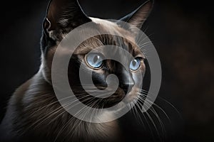 Burmese Cats Black Background. Generative AI