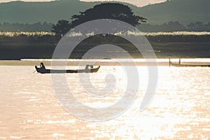 Burmese fishing boat on the River