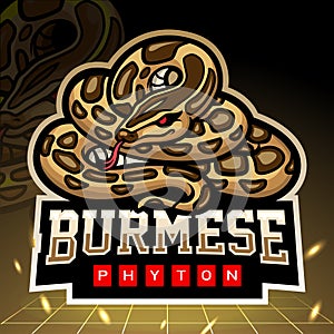 Burmese phyton snake mascot. esport logo design