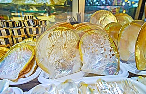 Burmese souvenirs in Bogyoke Aung San Market, Yangon, Myanmar