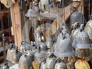 Burmese temple bells sway gently