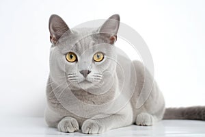 Burmilla Cat On White Background. Generative AI