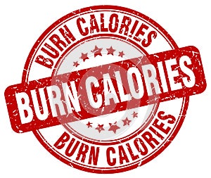burn calories red grunge round stamp