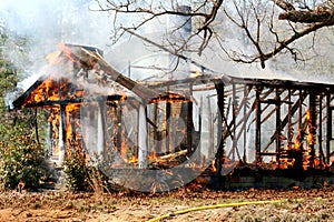 Burn down house fire