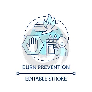 Burn prevention turquoise concept icon