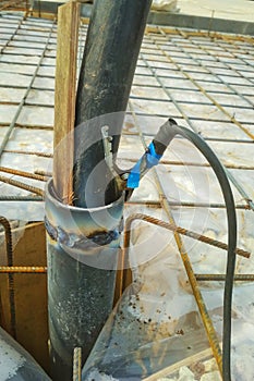 Burn-through protection for internal electrical power cable or plastic pipe that passes through the pipe during electric
