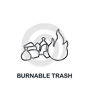 Burnable Trash icon. Line simple icon for templates, web design and infographics