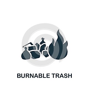 Burnable Trash icon. Monochrome simple icon for templates, web design and infographics